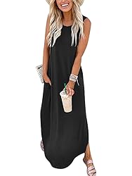 ANRABESS Women's Sleeveless Loose Plain Maxi