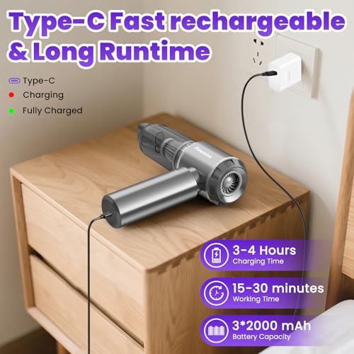 Freemiao Cordless Car Vacuum Cleaner 5-in-1 Handheld Mini Computer Vacuums 23000Pa Powerful Suction/Blowing/Inflation/Dust Removal HEPA Filter Rechargable Portable for Car, Pet Hair, Keyboard, Home