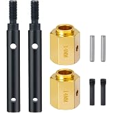 RCLIONS Steel Stub Axle with Brass Extended Wheel Hubs Hex +14mm for TRX4 1/10th RC Crawler Car