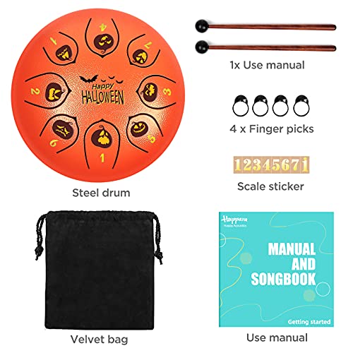 Steel Tongue Drum Kit, Hand Pan Drum, 8Notes6 Inch Hue Drum Instrument C Major, with Finger