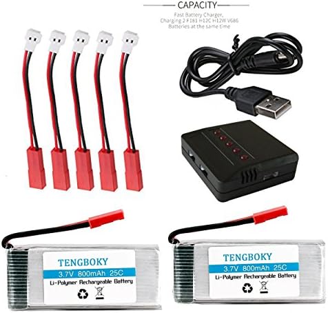 3.7V 800mAh Lipo Battery With 5 In 1 Battery Charger for RC Quadcopter Drone F181 F181W F181DH F181WH,2 PCS