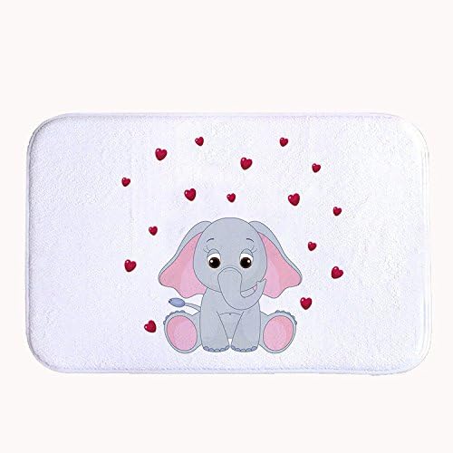 Rikoel Super Soft Non-Slip Baby Elephant With Balloons Bath Mat Coral Fleece Area Rug Door Mat