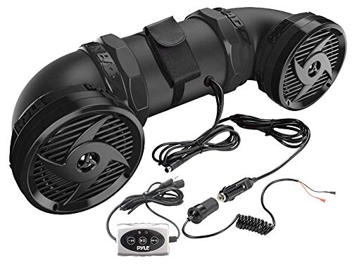 Pyle Waterproof Marine ATV Powered Speakers - 500W UTV Bluetooth Sound System All-Terrain Sound ATV Speakers w/ AUX 3.5mm, 6.5” Dual Audio Sound System for Car, Boat, Golf Carts & Jetski PLATV550BT