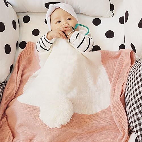 Anfukone Baby Rabbit Knitting Blanket Soft Knitting Blanket For Kids Bedding Crib Wrap . (pink)