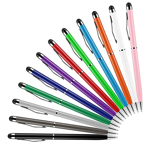 Stylus Pen, UROPHYLLA Stylus Pens for Touch Screens, 2 in 1 Capacitive Stylus Ballpoint Pen Stylus for iPad, Tablet, iPhone, Kindle, Samsung and Other Touch Screen Devices (Multicolor-12 Pack)