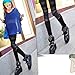 Urparcel Women Black Punk Knee Rivet Stud Spike PU Leather Inset Legging FFT115
