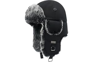 Kurhatic Winter Trapper Hat,Warm Faux Fur Aviator Hat,Russian Trooper Hunting Ski Hat with Ear Flaps for Men & Women