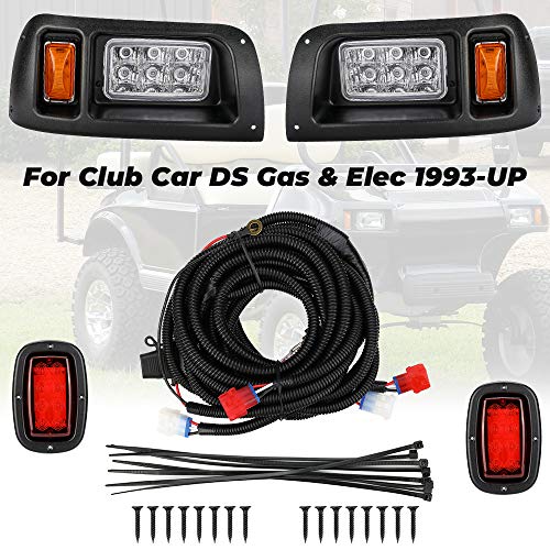 kemimoto Club Car DS Light Kit, LED Headlight & Tail Light for Gas & Electric Club Car DS Golf carts (1993 & up) 12V
