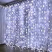 DLIUZ UL Safe 304 LED 9.8FT Linkable Curtain Lights Icicle Lights Fairy String Lights with 8 Modes for Christmas Wedding Party Family Patio Lawn Decoration (White)