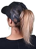 H-209-06 Messy Bun Ponytail Hat - Glitter (Black)