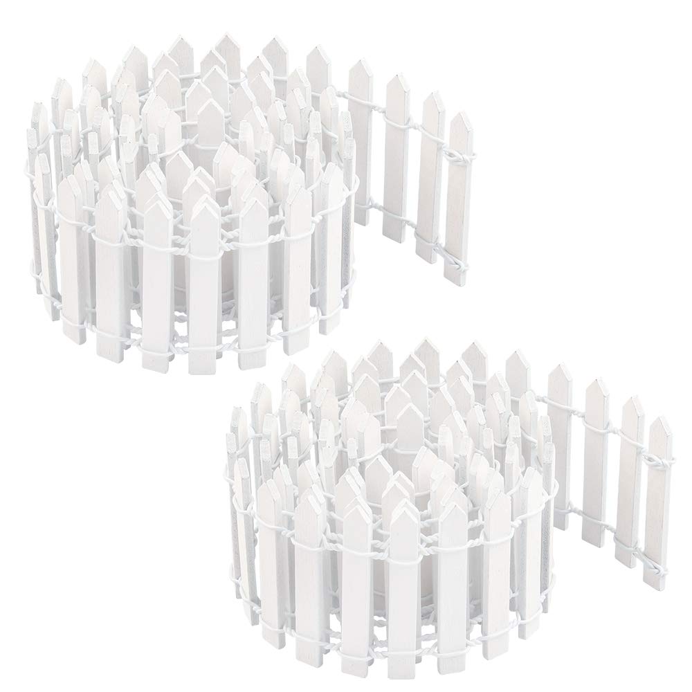 2 Pack Miniature Garden Fence, 5x90CM Small Wooden Fence White Flexible Miniature Picket Fences for Micro Landscape Doll House Flower Pot Fairy Garden Decoration