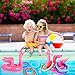 PTFNY 3 Pack Inflatable Flamingo Ring Toss Game with Rings Swimming Pool Beach Party Games for Summer Hawaiian Luau Birthday Carnival Floating Pool Games Party Supplies (3 Flamingo and 12 Rings)