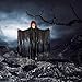 Halloween Haunters Animated Hanging Talking Jumping Forward Moving Skull Skeleton Reaper Prop Decoration - Speaks 3 Spooky Phrases, LED Light Up Eyes, 3 Feet, Haunted House Graveyard Party Entryway