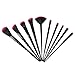 DOITOP 10Pcs Make Up Brushes Black Foundation Eyebrow Eyeliner Blush Cosmetic Concealer Brushes Super Soft Hair (black and red hair)
