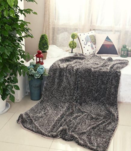 Lindsey Home Fashion Faux Brown, Ivory, White, Cream, Grey, Bear, Wolf, Husky, Mink, Lamb Fur Throw Blanket 60x70-INCH, 50x60-INCH (60x80-Throw, Brown-Throw)