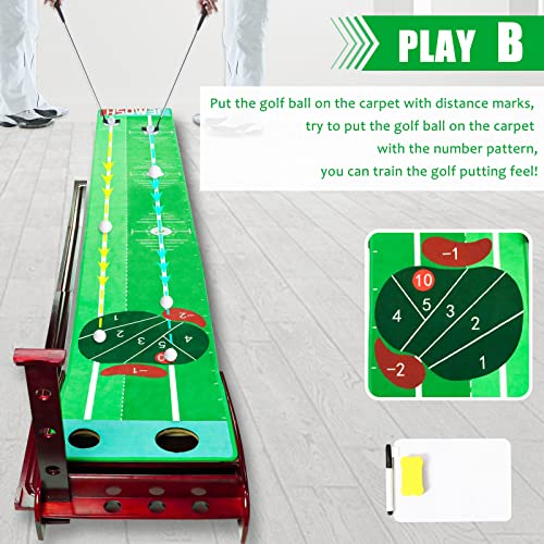 JEMOSH Indoor Golf Putting Green with Ball Return, Portable Putting Mat
