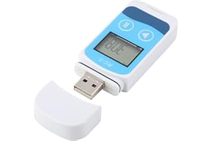 Headerbs RC-5 USB Temperature Data Logger, Mini Portable Temperature Recorder LCD Display 32000 Points Internal Sensor