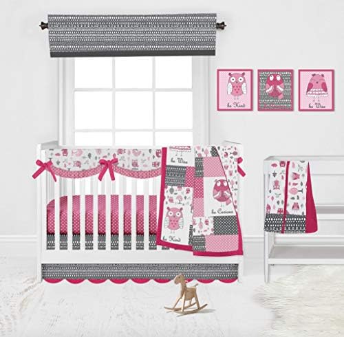 Amazon Com Bacati Owls In The Woods Jungle Pink Grey Girls 10 Piece Nursery In A Bag Baby Girl Nursery Crib Bedding Set With Long Crib Rail Guard For Us Standard Crib 100 Percent Cotton Kitchen