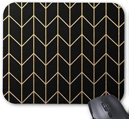 Poem Magine Gold Chevron Black Rectangle Non-Skip Rubber Mouse Pad 9" X 7"