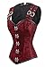 FIYOTE Women 12 Steel Bone Double Buckle Straps Lace Up Corset (M, Wine)