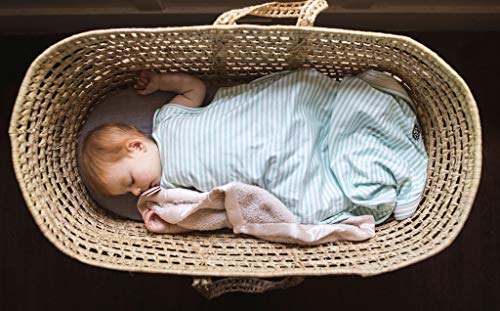Margaux & May Bassinet Sheets | 100% Muslin Cotton | 2 Pack | Perfect for Baby Girl/Boy | Ultra Soft | Breathable | Fitted - Stretch to fit Oval & Rectangle - Solid Grey & Stripes Design - Thumbnail 4
