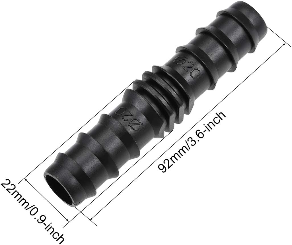 sourcing map Barb Drip Pipe Connector 20PE Hose Fitting Straight for Garden Agricultural Irrigation System Plastic 20pcs - Image 4