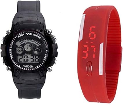 ROKCY Black Kids and Rubber Red Digital Watch - for Boys & Girls