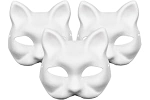 Aqearl DIY Unpainted Masquerade Mask - Paper Mache Craft Mask, Paintable for Halloween Costume