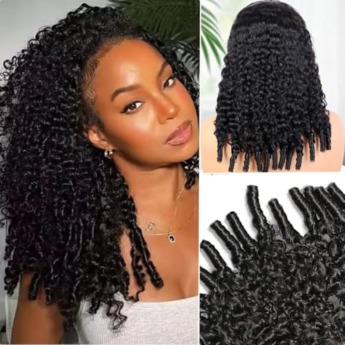 Human Hair Wig Curly Human Hair Half Wig Half Head Burmese Curly Brazilian Glueless with Spiral Curly Ends 3 in 1 Drawstring Seamless Clip Ins Flip Over Natural Black 24 Inches