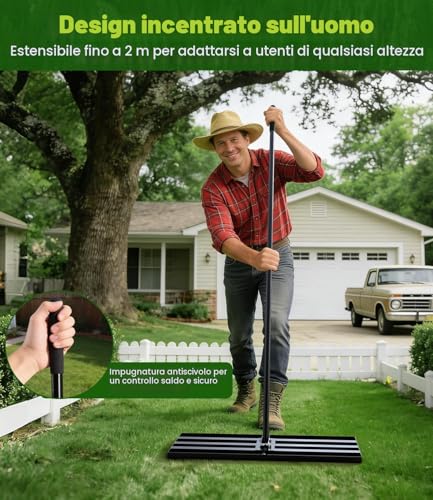 Leveling Rake Lawn Leveler Rake 204 x 76 x 25 cm Lawn Leveler Rake 2 in 1 Heavy Rake for Spreading Soil and Sand Rust Proof Finish for Garden