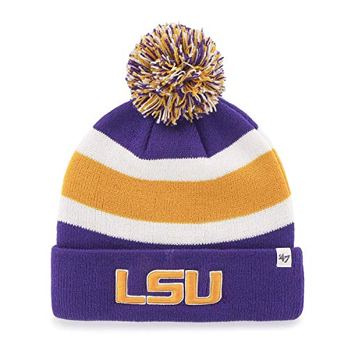 '47 LSU Tigers Purple Cuff Breakaway Beanie Hat with Pom - NCAA Cuffed Winter Knit Toque Cap