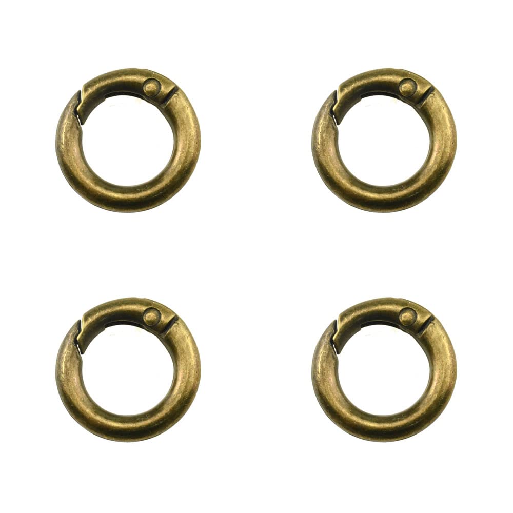 Photo 1 of HAHIYO 20mm/0.79inch Diameter Round Carabiner Spring Ring Closure Larger Opening Strong Connection Easy Extend Alloy Flat O Snap Hooks Clip Buckle Bronze 4 PCS for DIY Bags Purses Crossbody Curtain