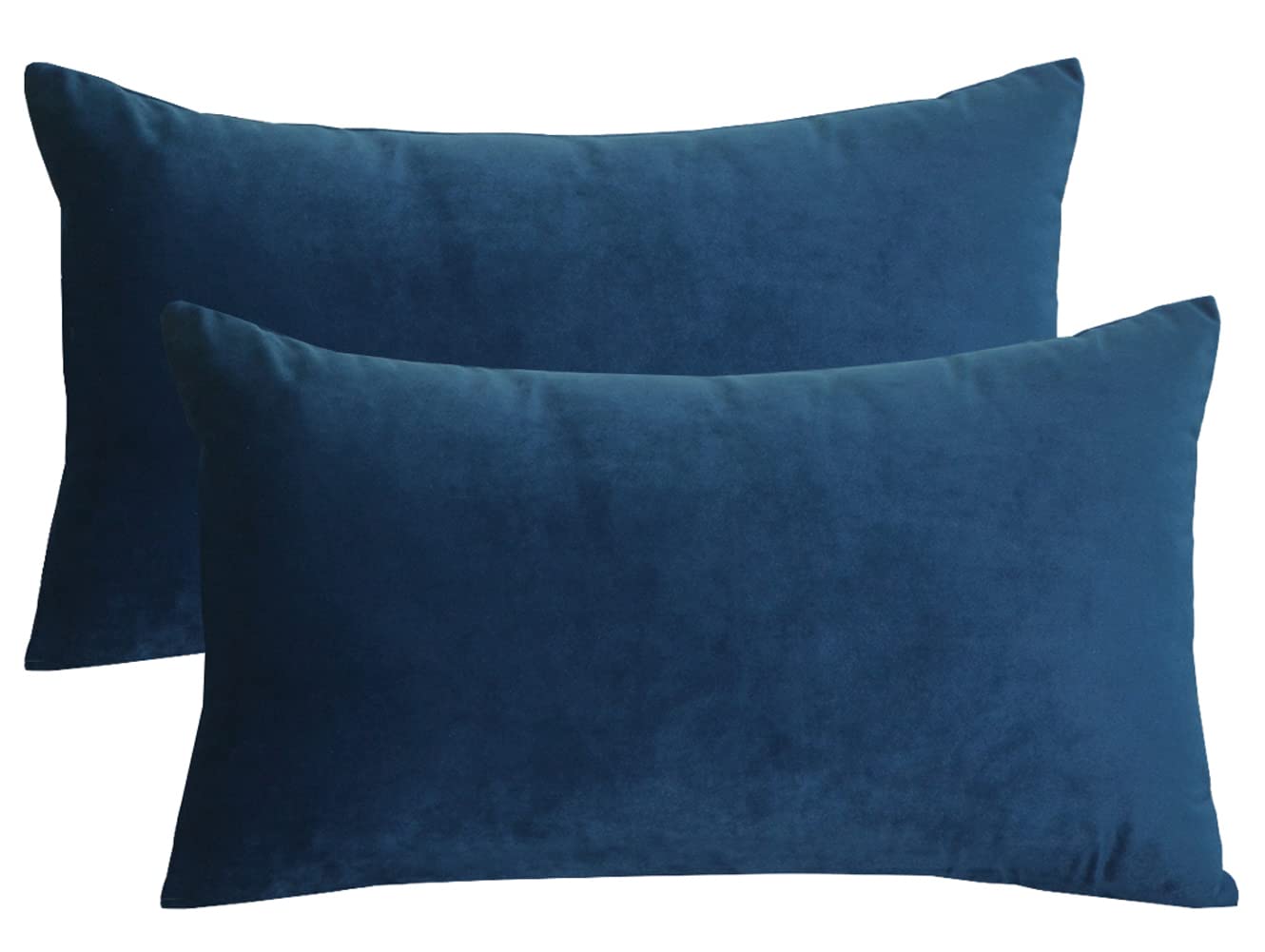Lutanky Velvet Cushion Covers (Pack of 2) Lovely Rectangle Throw Pillow Cases Soft Solid Decorative Pillow Covers for Sofa Bedroom Car 12x20 Inch 30 x 50 cm (navy blue 1, 2 Pieces) — image 1