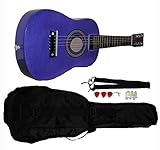 Mini Kids Acoustic Toy Guitar Kit Gig Bag + Picks + Strap + Tuner Glitter Purple