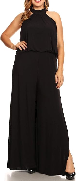 white halter jumpsuit plus size