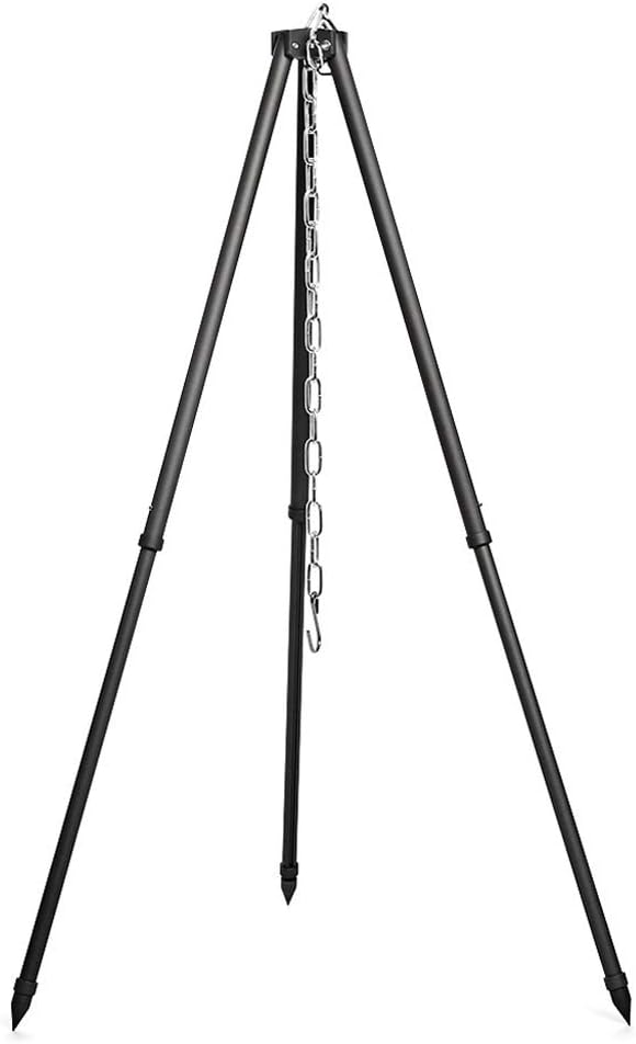 USA AMAZING MALL Portable Camping Tripod Campfire Cooker Adjustable Outdoor Picnic Barbecue Grill Stand Pot Foldable Cooking Tripods Accessory