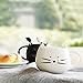 Koolkatkoo Cute Cat Mug Ceramic Coffee Mugs Set Gifts for Women Girls Cat Lovers Funny Small Cup with Spoon 12 oz Black and White
