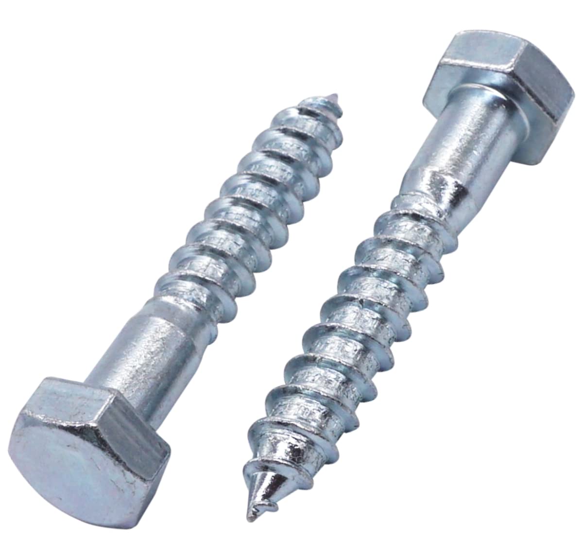 SKIR'CO (10 pcs) DIN 571 Zinc Plated Steel Hexagon Head Wood Screws M12 x 70 mm, Coach Screws, Hex Screw, Lag Bolts