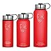 Swig Savvy Sports Water Bottle, Vacuum Insulated Stainless steel, Double Wall Wide Mouth Leakproof Lid - 40oz (Red)