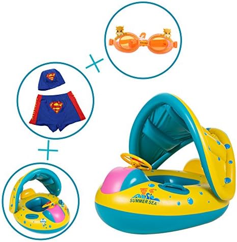 Baby swimming float inflatable with canopy swimming glasses Swimwear set suit Suitable for 6-36 months Bainue