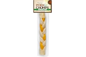 Pork Chomps Roasted Pork Skin Dog Chew, 10-inch Braid, Peanut Butter Flavor, 1 Count