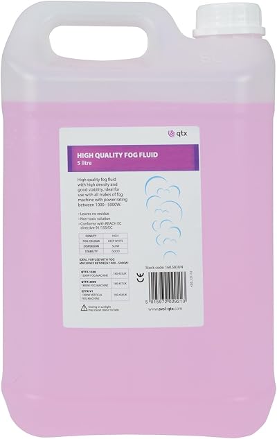QTX Fog Fluid High Density 5L Water-Based Fog Juice for DJ Stage Halloween