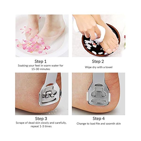 Foot-Scraper-Callus-Shaver-Stainless-Steel-Foot-Rasp-Dead-Hard-Skin-Remover-Foot-File-Sets-for-Heel-Callus-Cracked-Dry-Skin-with-10-Blades-for-Hand-Feet-Pedicure-Foot-Care-Tool-Silver Foot Scraper Callus Shaver - Stainless Steel Foot Rasp Dead Hard Skin Remover Foot File Sets for Heel Callus | Cracked…