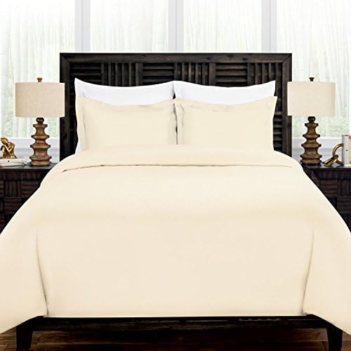 Mandarin Home Luxury 600 Thread Count Rayon Derived From Bamboo 3-Piece Duvet Cover Set - Eco-friendly, Hypoallergenic - Full/Queen - Cream