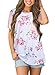 Uideazone Women Loose Blouse Top Cute Floral Short Sleeve Shirt,B-white,X-Large