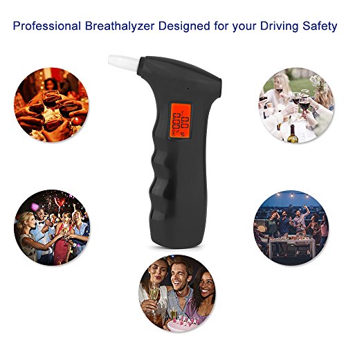 Vandora Breathalyzer, Portable Digital Breath Alcohol Tester LED Screen with 5 Mouthpieces for Home Use - Thumbnail 3