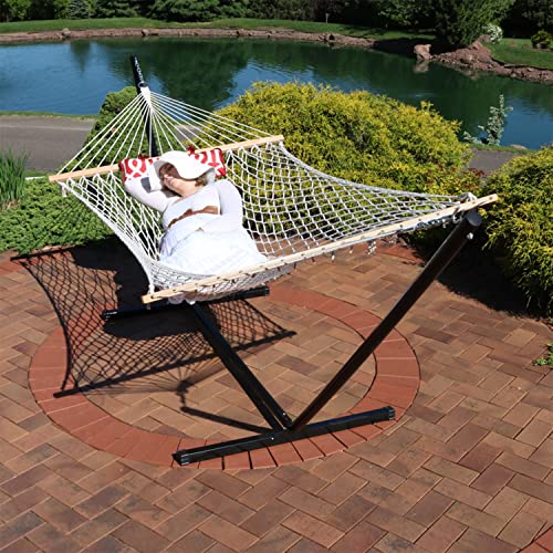 Sunnydaze Rope Hammock with Stand Combo 275Pound Capacity Includes