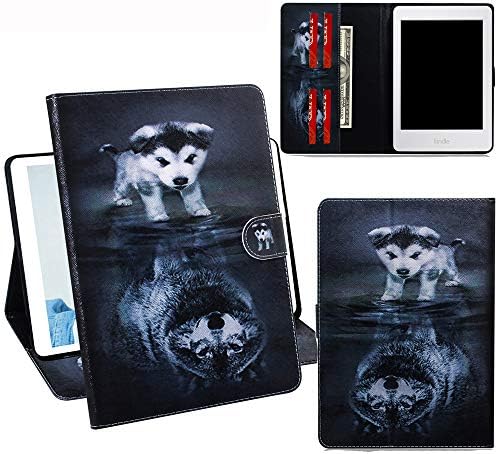 DodoBuy Huawei MediaPad M5 Lite 8" Case PU Leather with Soft TPU Back Cover Wallet Stand Credit Card Slots Cash Holder Magnetic Clasp for Huawei MediaPad M5 Lite 8" - Wolf Dog