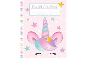 Draw and Write Journal: Cute Rainbow Unicorn Face Primary Composition Notebook Dashed Midline with Half Page Drawing Space for K-2 | Kindergarten to ... Elementary School Supplies | Rose Pink Purple