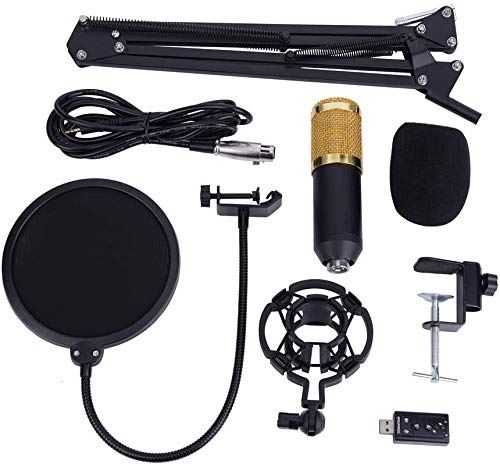 Ejoyous Professional Studio Condenser Microphone Set, USB Streaming PC Microphone with Arm Stand, Pop Filter, Foam Cap Kit for Studio Recording Broadcast YouTube New BM800 Version